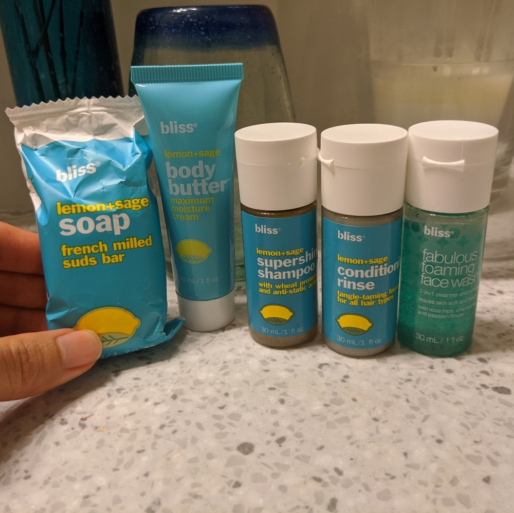 Bliss 'lemon + sage' toiletry minis set